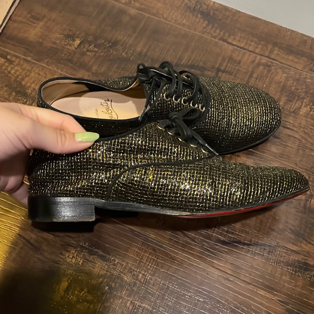 Authentic Christian Louboutin Fred Lady Glitter Oxfords